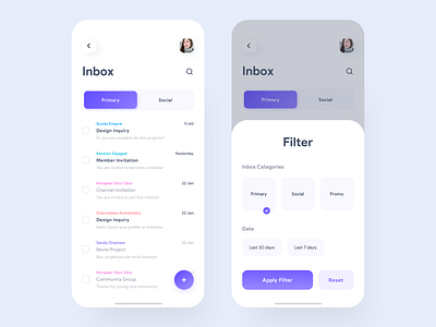 Mail App app app design clean design ios mail mobile mobileapp purple ui user experience user interface ux