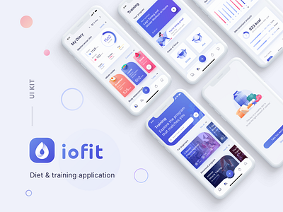 Diet & Training App UI Kit app calories tracking design diet fitness app illustration meal meals mobile ui training ui ui kit