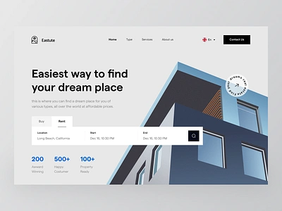 Eastute - Real Estate Website Design agency building design house illustration property property management property website real estate real estate agnecy real estate ui realestate residence ui ui design ux ux design web design website website design