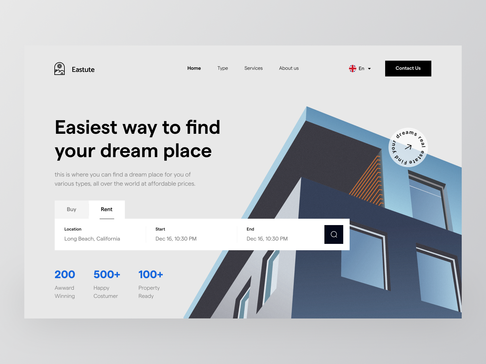 Eastute - Real Estate Website Design by Lil Dicky for Odama on Dribbble