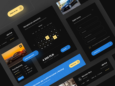 Renting Car UI Elements card clean color design interface minimal simple ui ux web