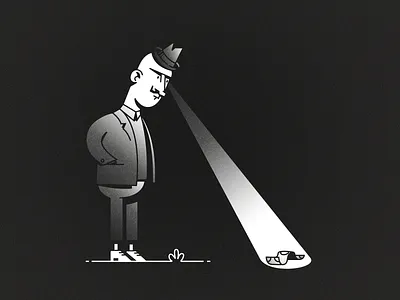 Money bw characters hat humor illustration light money monochrome vector vectorart