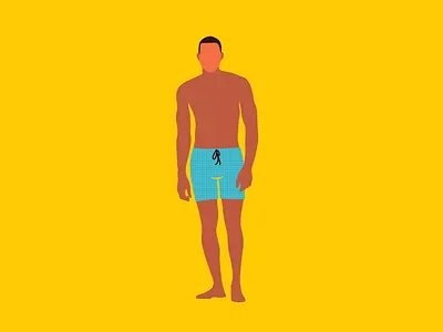 The cool guy beach blue body handsome hot illustration model modelling people pool strongman summer summertime sun swimming tropical water yellow