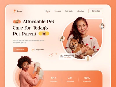 Dogcy - Pet Care Landing Page 🐾 agency animal animal care care cat dog landing landing page pet pet care pet health pet store pet ui pet web petshop ui ui designer veterinarian veterinary website