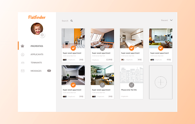 Flatfinder app design minimal ui ux web website