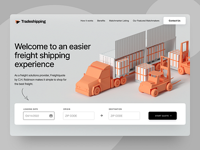 Freight Shipping Landing app booking desktop freight hero interaction landing on demand product design quote reports shipping tracking ui ux web webflow website