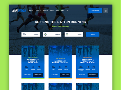 Running Website Search Redesign events running running app search sports ui website