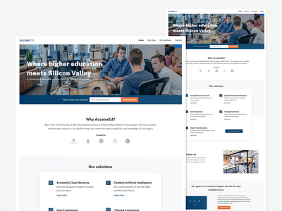 AccelerEd redesign- new tech for higher ed design education landing page ui user experience user interface ux web design website