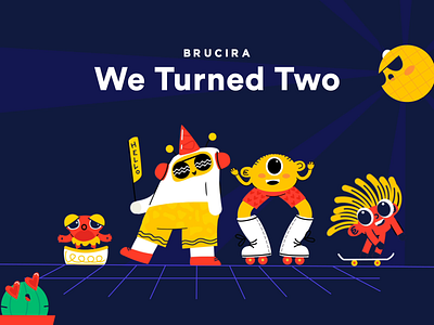 Second Anniversary 🎉 2 anniversary birthday brucira celebration character chill dance design disco gif graphic happybirthday illustration night party uiux video web