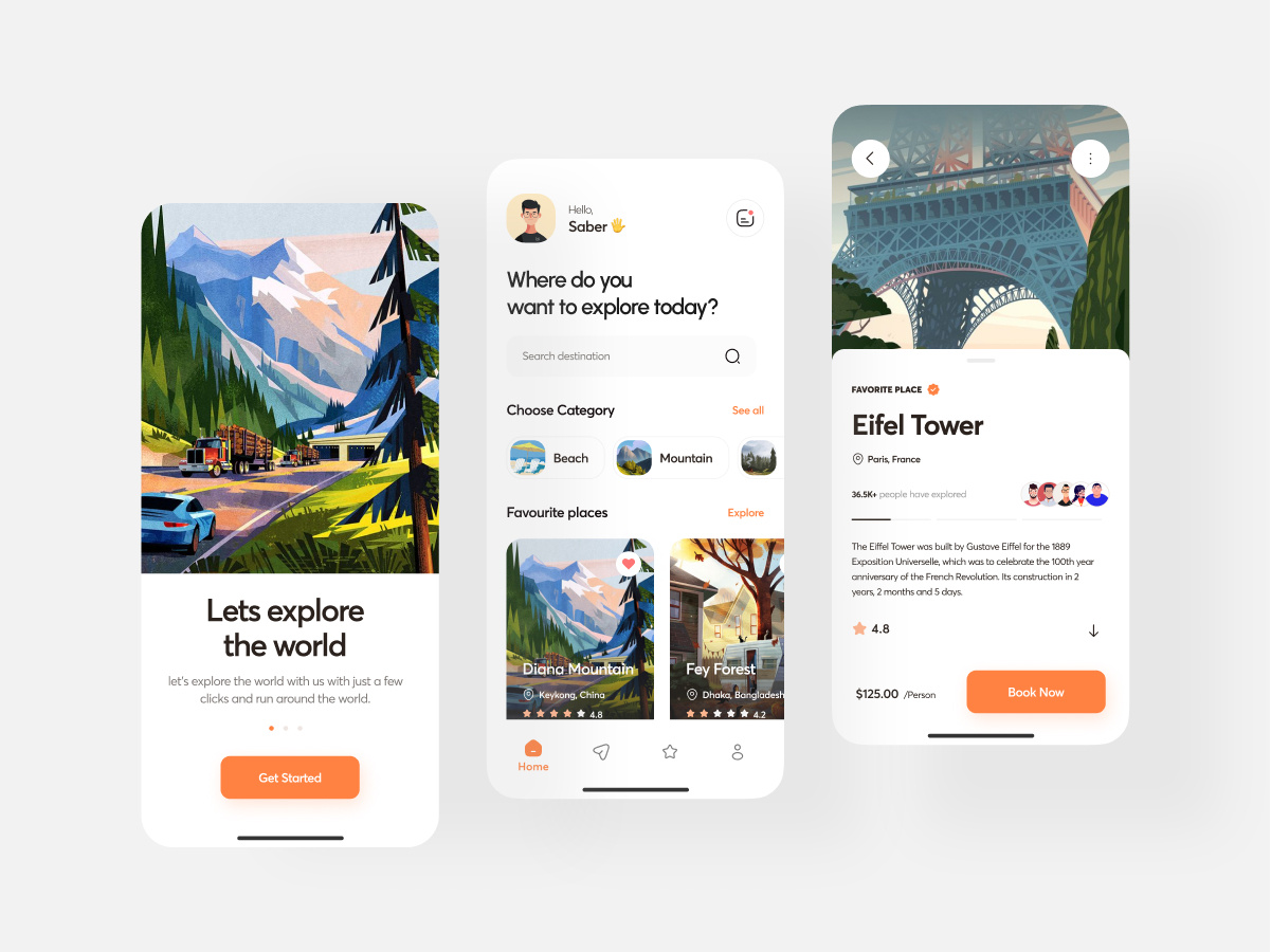 Tripiyo - A travel app UI kit by Saber Ali for Squidx Agency on Dribbble