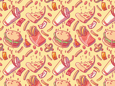 FAST FOOD PATTERN art colors comics design graphic inspiration poster shirt vector work