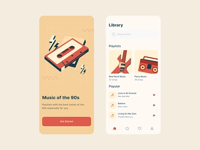 Music Mobile App 90s 90s android app android mobile app animation app app design app design screens application ios app ios mobile app mobile mobile app design mobile app screen mobile application music app music player ui mobile uiux user interface ux mobile