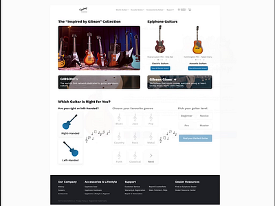 Epiphone Website Animation animation design interaction interaction design minimal ui web