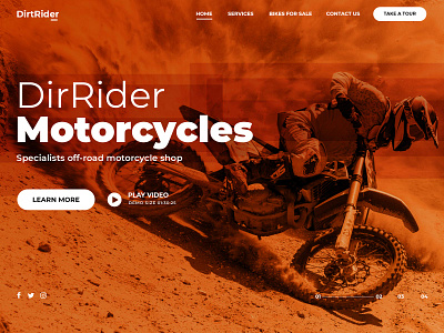 dirtRider Landing Page bike brown clean color dirt font lander landing page landingpage lp minimalistic orange red typogaphy ui ui design uxdesign white