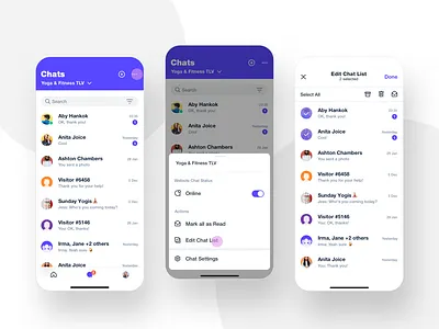 Wix app - Edit chat list - Full flow app design chat chat app chat mobile inbox inbox mobile messenger messenger app mobile mobile app product design wix wix app wix mobile app
