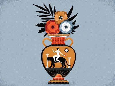 Aphrodite animal aphrodite character design drawing flowers graphic greek halftone hydria illustration jaguar texture textures truegrit vector vintage