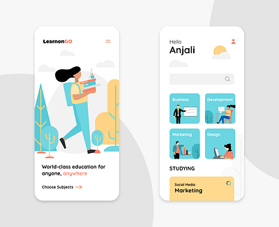 Online Education App app dasboard design education app flat splash ui ux