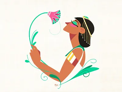 Flower accessories art character design design flat floral flower girl gold illustration pharaoh texture woman