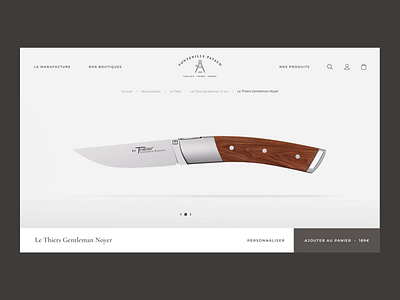 Knife product page 3d cutlery desktop ecommerce knife minimal motion product page scroll ui website