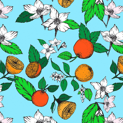 Oranges and Blossoms! design fabric fabrics fashion fashion design fashion illustration fashion illustrator flower pattern flowers illustration pattern pattern a day pattern art pattern design patterns seamless pattern seamlesspattern surfacepattern surfacepatterndesign textile pattern