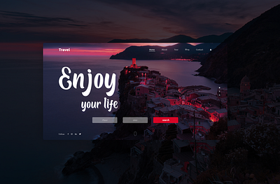 Enjoy your life design photoshop ui ui ux uidesign uiux design ux uxdesign webdesign website website design