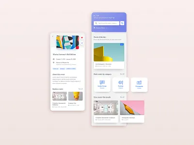 Event App for Art Lovers app design event app events minimal mobile mobile app design mobile ui product design ui