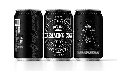 Dreaming Cow Milk Stout beer can beer can design beer design branding brewery brewery branding design illustration label design packaging