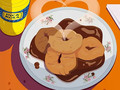 Peruvian dessert - Picarones anime cartoon dessert drink food hungry illustration peru peruvian vector