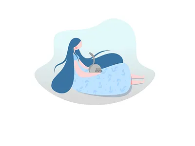 Sleep like a cat! art artwork cat charachter design flat girl illustration illustrator