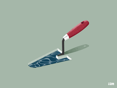 Trowel digital art freelance graphic design graphic designer graphiste illustration illustrator piscine pool threekoma travaux trowel truelle vector