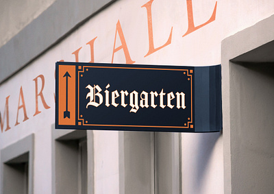 Biergarten Sign arrow beer blackletter branding craft beer exterior design signage tulsa