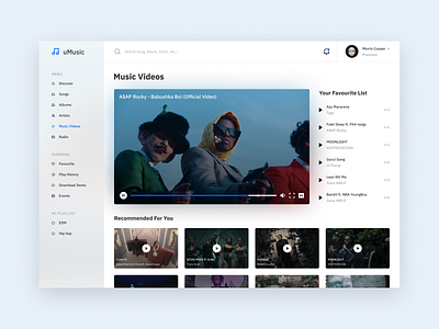 uMusic - Music Player Concept asap rocky business color concept eminem hip hop music player system tyga ui design ux design