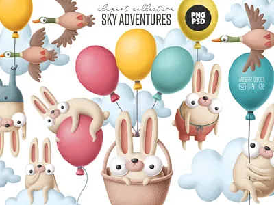 Bunny clipart collection cartoon cartoon illustration character commercial easter easter bunny easter flyer nursery printable rabbit