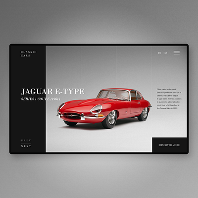 Classic Cars Landing UI 2 app design clean ui concept design graphic design homepage landingpage ui uidesign ux web webdesign website design