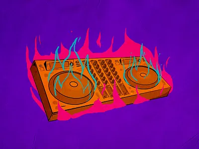 CDJ on fire - illustration cdj fire illustration music art photoshop