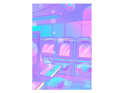 N E O N P O L I S 80s aesthetic anime arcade city cyberpunk game illustration japan japanese lavender night nostalgia osaka pastel pop sailormoon tokyo ukiyo e vaporwave