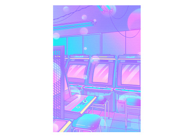 N E O N P O L I S 80s aesthetic anime arcade city cyberpunk game illustration japan japanese lavender night nostalgia osaka pastel pop sailormoon tokyo ukiyo e vaporwave