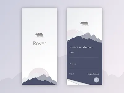 Rover Mobile App adventure dailyui dailyuichallenge design explore mobile signin signup ui