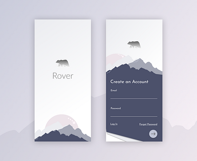 Rover Mobile App adventure dailyui dailyuichallenge design explore mobile signin signup ui