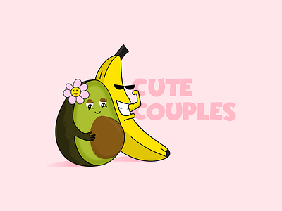 Cute Couples art avocado banana cartoon cool couples cute cute art cute fun funny flower happy illustration inkscape life logo love nature pregnant