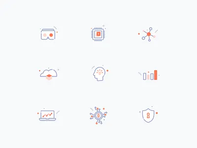 Icons for technology website ar bigdata bitcoin design flat icons illustration iot vector vr web webdesign website