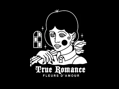 "TRUE ROMANCE" art design drawing fashion graphic graphics illustration lineart love portrait print romantic style woman