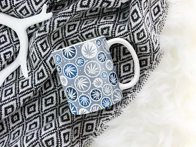 Winter Cannabis Pattern Mug branding design flat illustration minimal ui