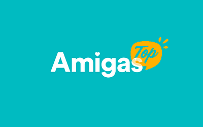 Amigas.Top brand cute feminine illustrator logo turquoise