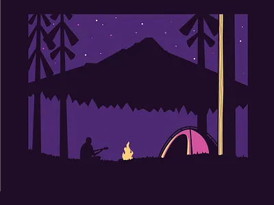 Mountain Camping camping fire mountain pine trees stars tent trees