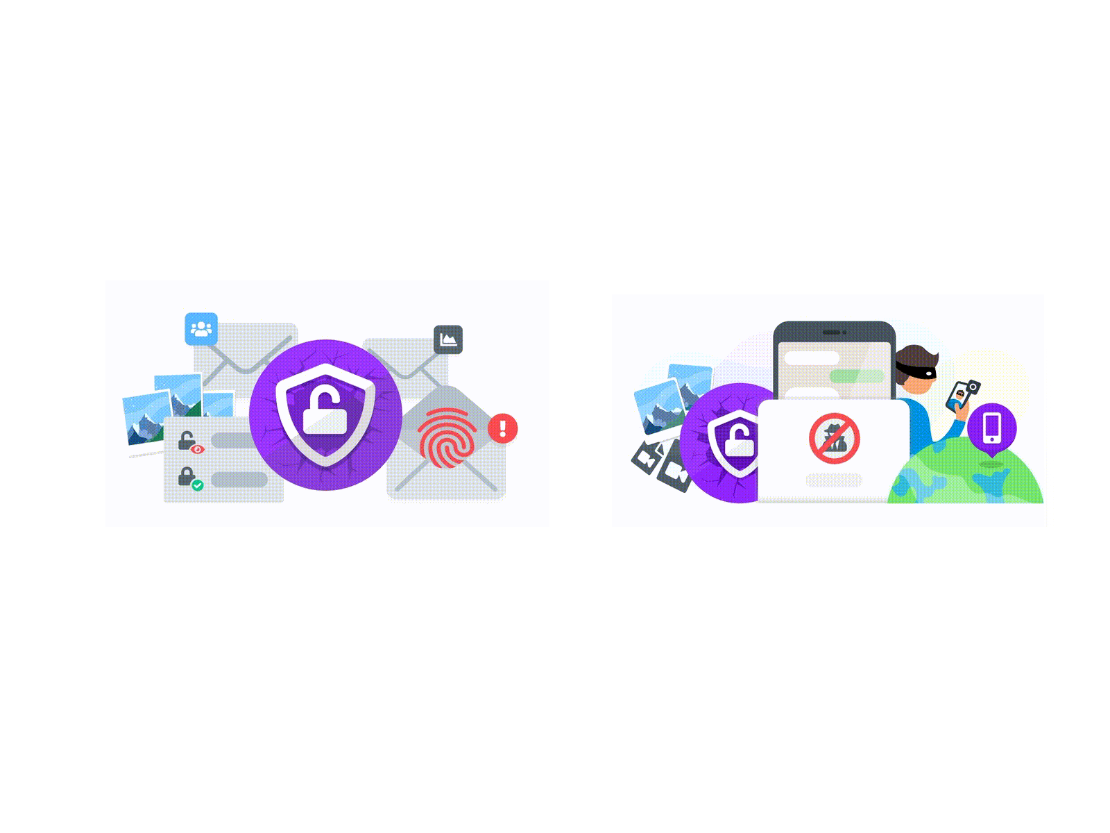Lottie animations made for dfndr Security app. email gif hacker identity illustration lottie mobile monitoring motion security theft