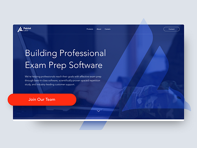 Patriot Labs – Hero Breakout brand refresh design exam prep hero section logo logo design one pager patriotic software company uidesign us navy usa web design web design agency web development webflow