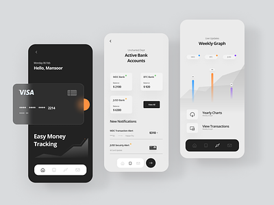 Money Tracking App android app apple concept figma idea illustration mansoor money nft screens ui ux