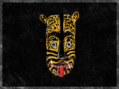 Mask Series 1/7 chalk drawing illustration jaguar masks rough sketch