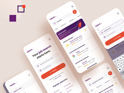 Talent.com - job search ux redesign & branding brand design system feed job logo product search ui uikit ux